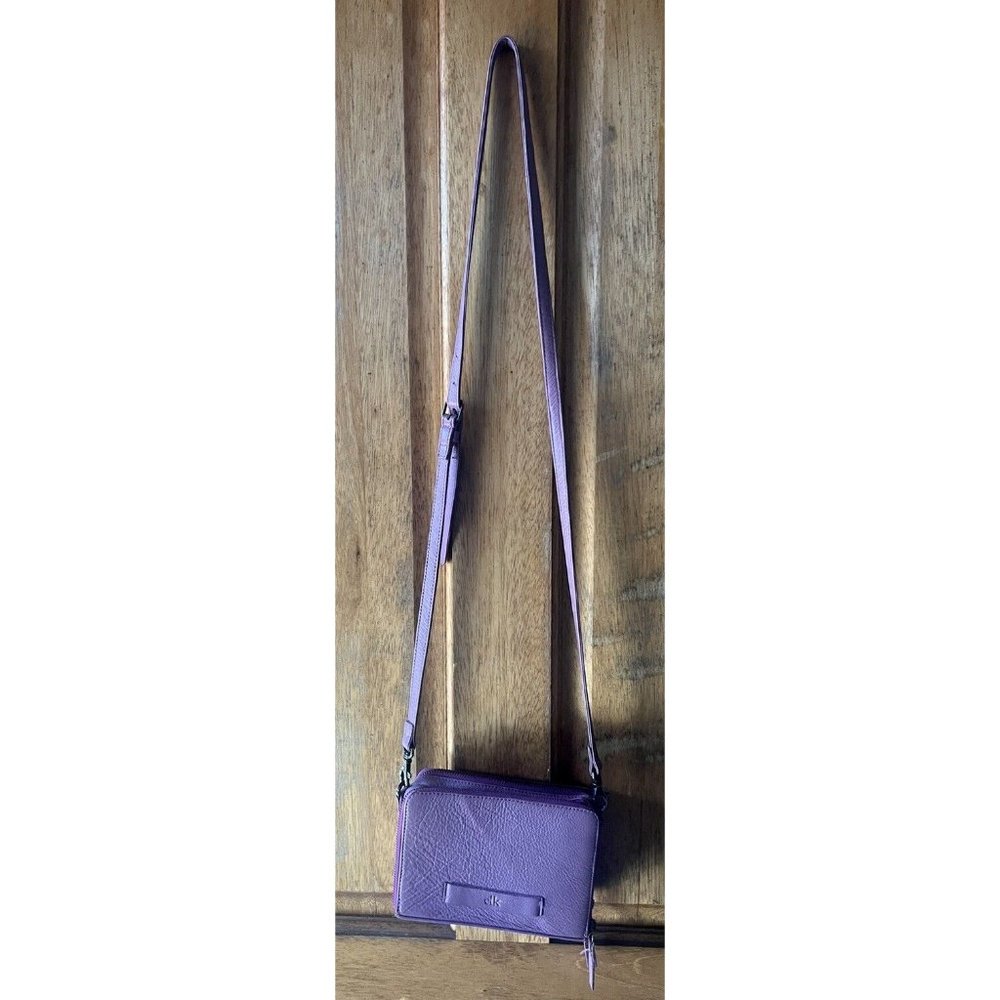 Elk 100% Leather Purple Crossbody/Clutch Small Bag/Wallet - Picture 2 of 13